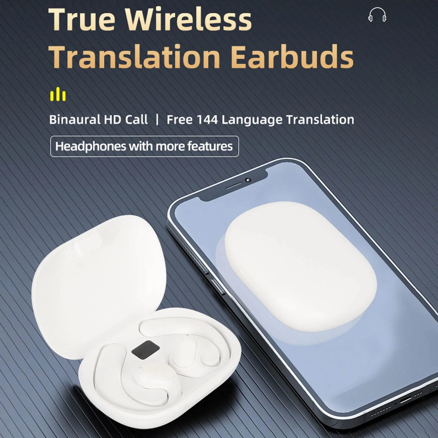 Language Translator Earbuds Multifunction Noise Reduction 144 Kinds Languages Real Time Translation Headphone Translator Earbuds