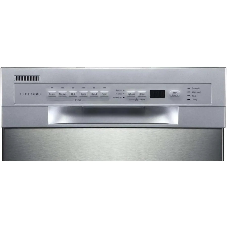 18 Inch Wide 8 Place Setting Built-In Dishwasher in White with Stainless Steel Finish and Energy Efficient Design