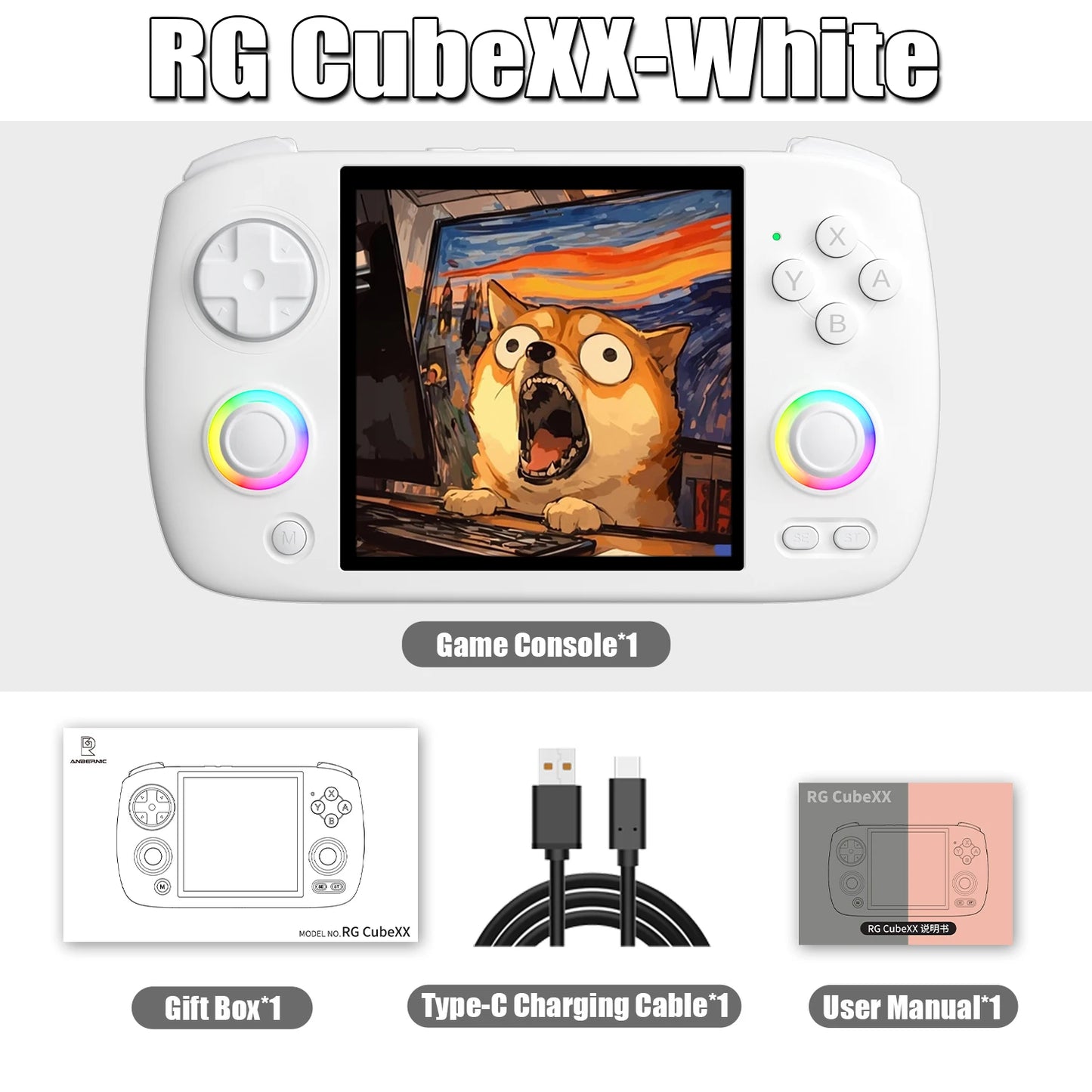 Anbernic RG CubeXX Retro Handheld Game Console 3.95 Inch IPS Screen Linux System Built-in 64G TF Card 5056 Games Support HD Out