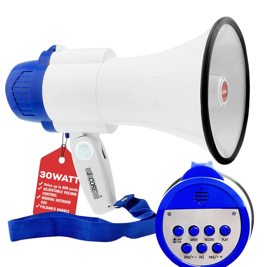 5 Core Megaphone Bullhorn Speaker 30W Mini Bull Horn Battery Power Megafono 800 Feet 8R