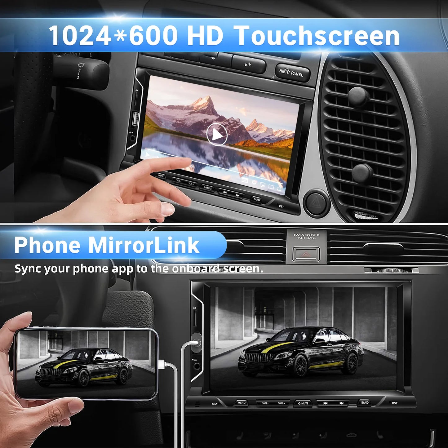 New 7 Inch Car Radio 2 Din HD Touchscreen Car Stereo For Apple CarPlay Android Auto with Backup Camera Remote Control USB/TF/AUX