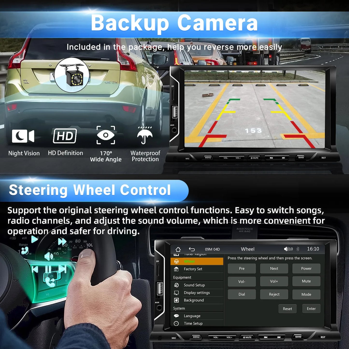 New 7 Inch Car Radio 2 Din HD Touchscreen Car Stereo For Apple CarPlay Android Auto with Backup Camera Remote Control USB/TF/AUX
