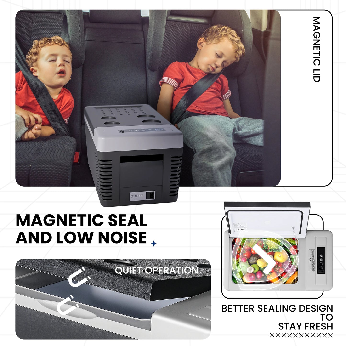 SIMZLIFE 12 Volt Refrigerator, 18QT(17L) Portable Car Refrigerator,-4℉~50℉, 12/24V DC & 110-240V AC,Electric Cooler,Black