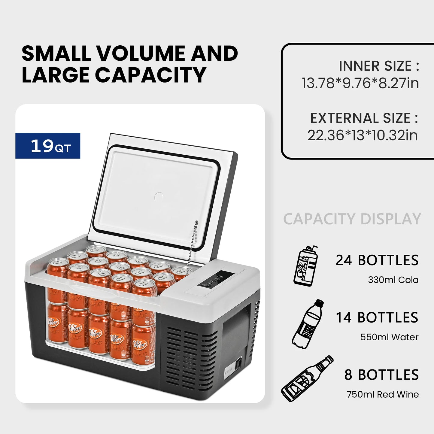 SIMZLIFE 12 Volt Refrigerator, 18QT(17L) Portable Car Refrigerator,-4℉~50℉, 12/24V DC & 110-240V AC,Electric Cooler,Black