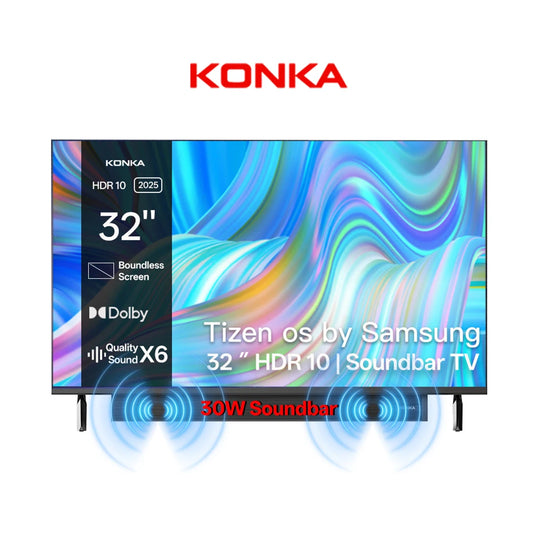 KONKA 32" Smart TV with Built-in Soundbar Power by Samsung HDR10 Theater Audio Dynamic Sound for Movie Watching LED Digital TV