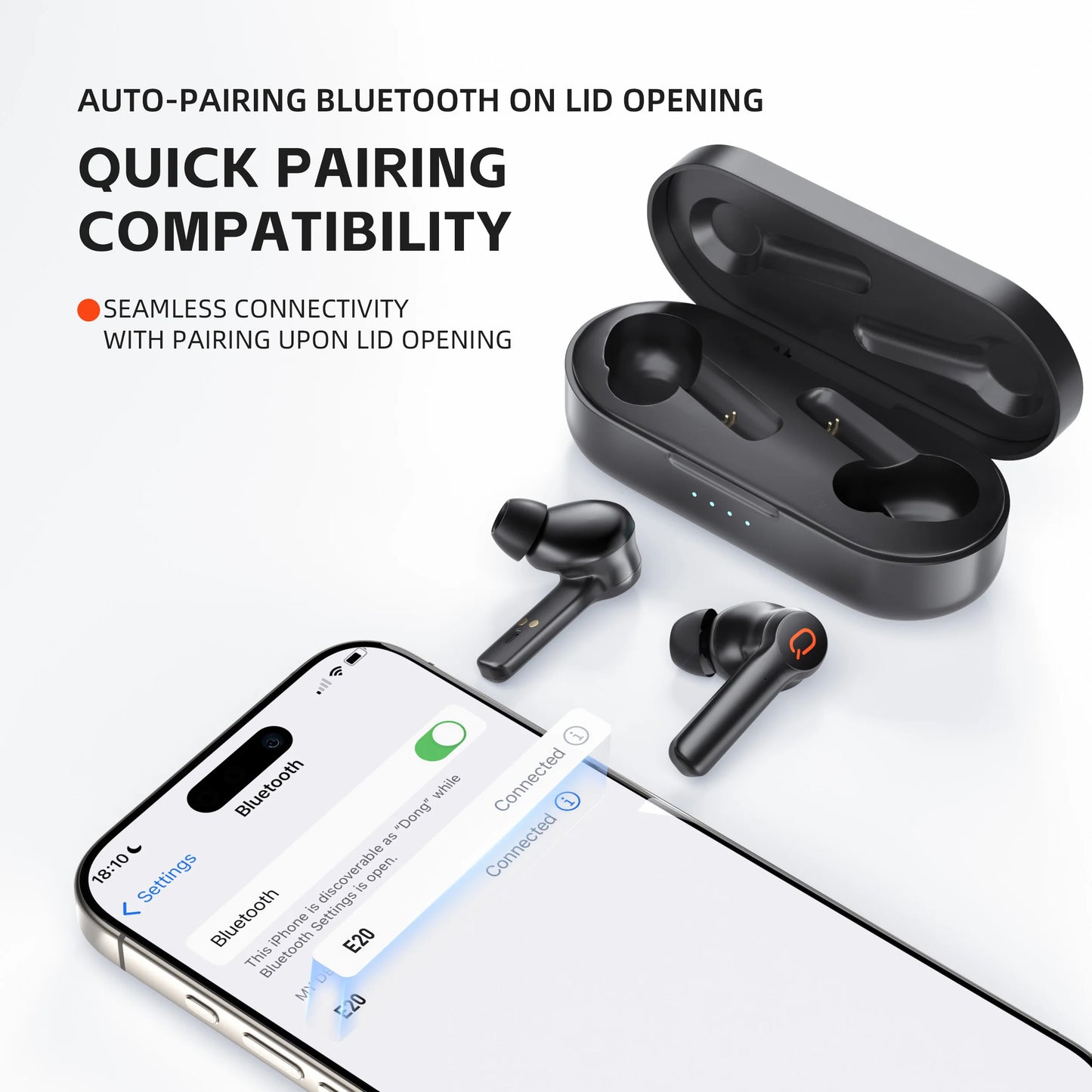 Wireless Earphones QERE E20 NEW TWS Bluetooth 5.3 HD Microphone HIFI Headphone 13mm Driver Low Latency gaming waterproof Earbud