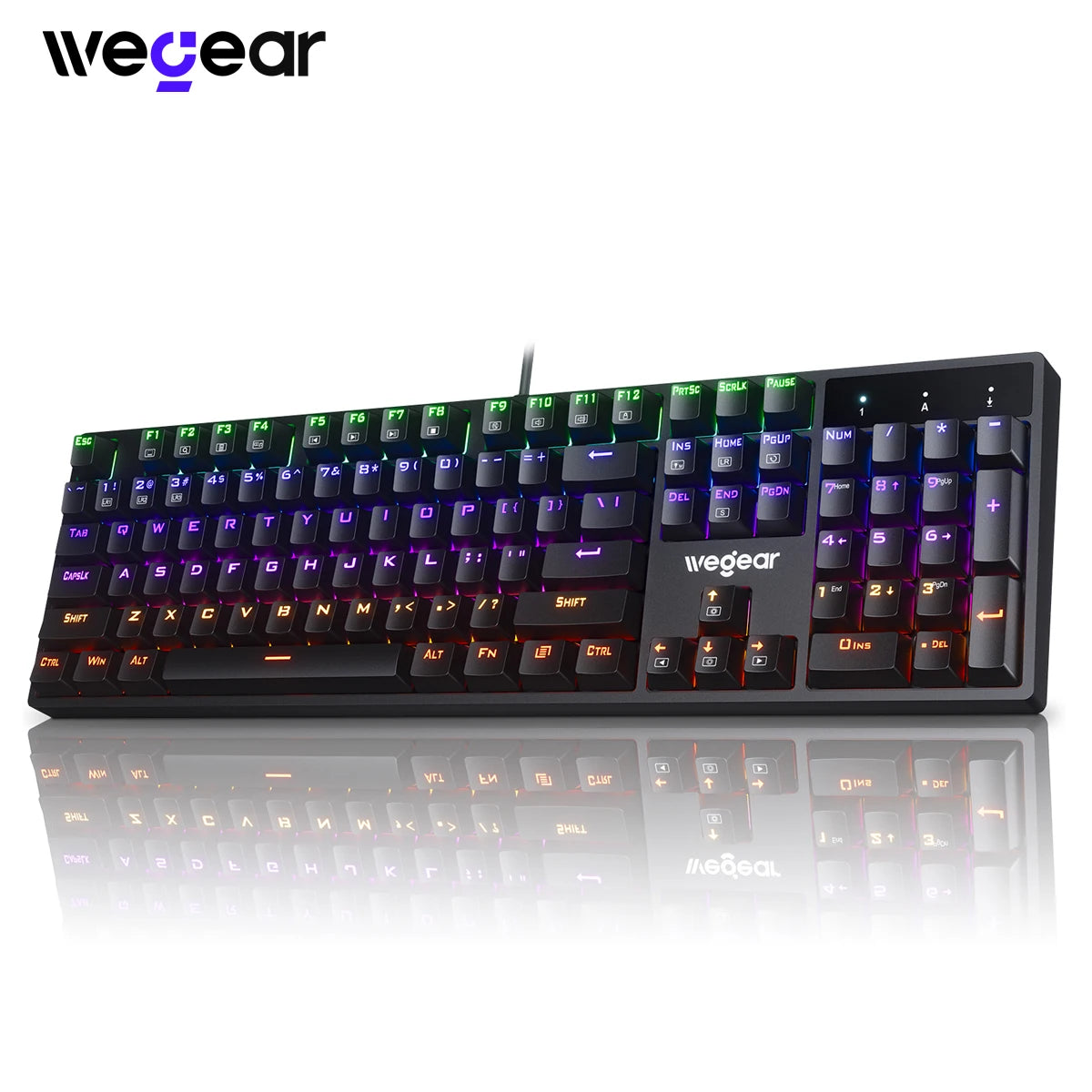 wegear Wired Gaming Mechanical Keyboard RGB Blue switches compatible with Win7/8/10/11 and XP ideal for PC laptop and desktop