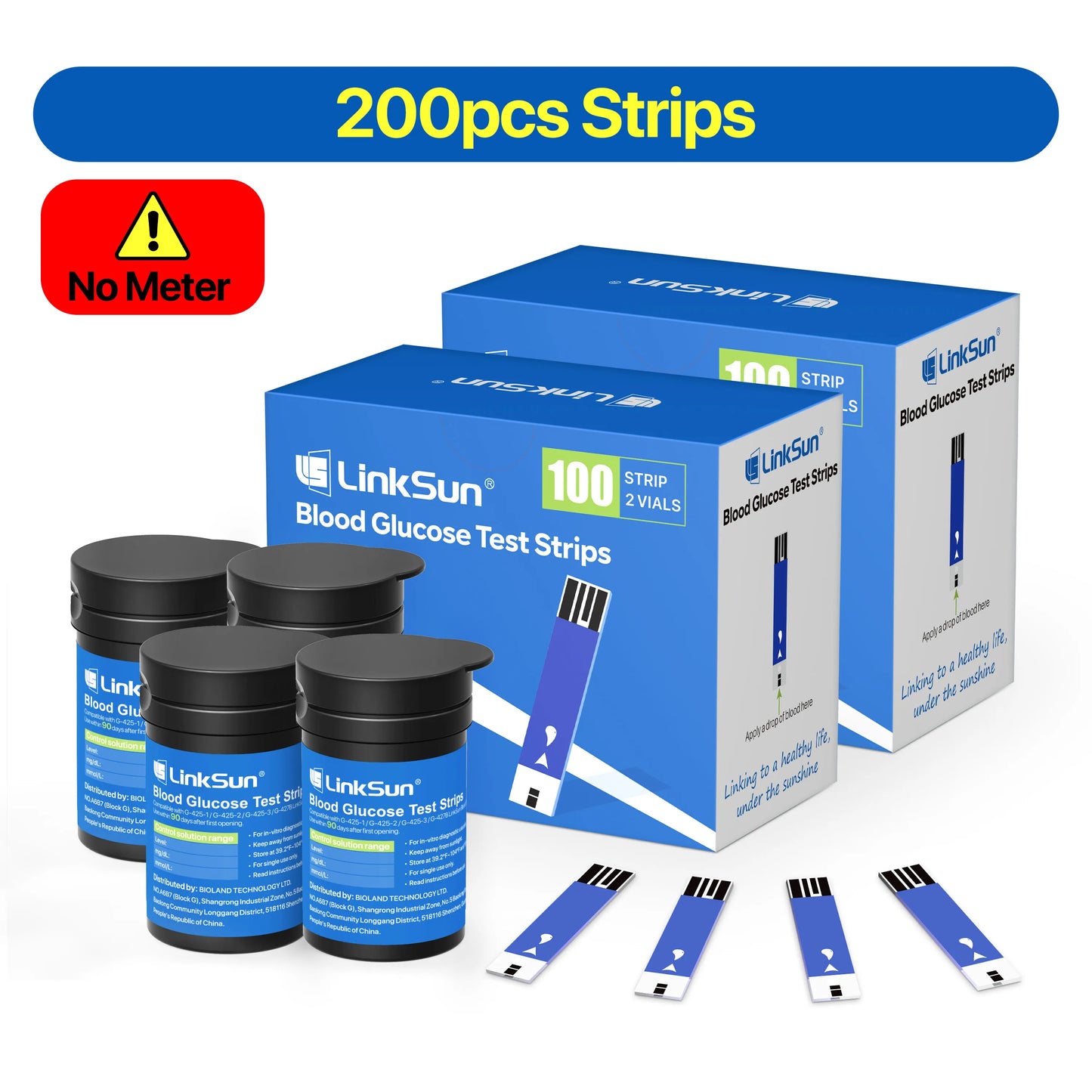 Linksun Blood Glucose Meter G-425-2 50/100 Test Strips Glucosemeter Digital Diabetes Testing Kit Blood Glucose Monitoring System