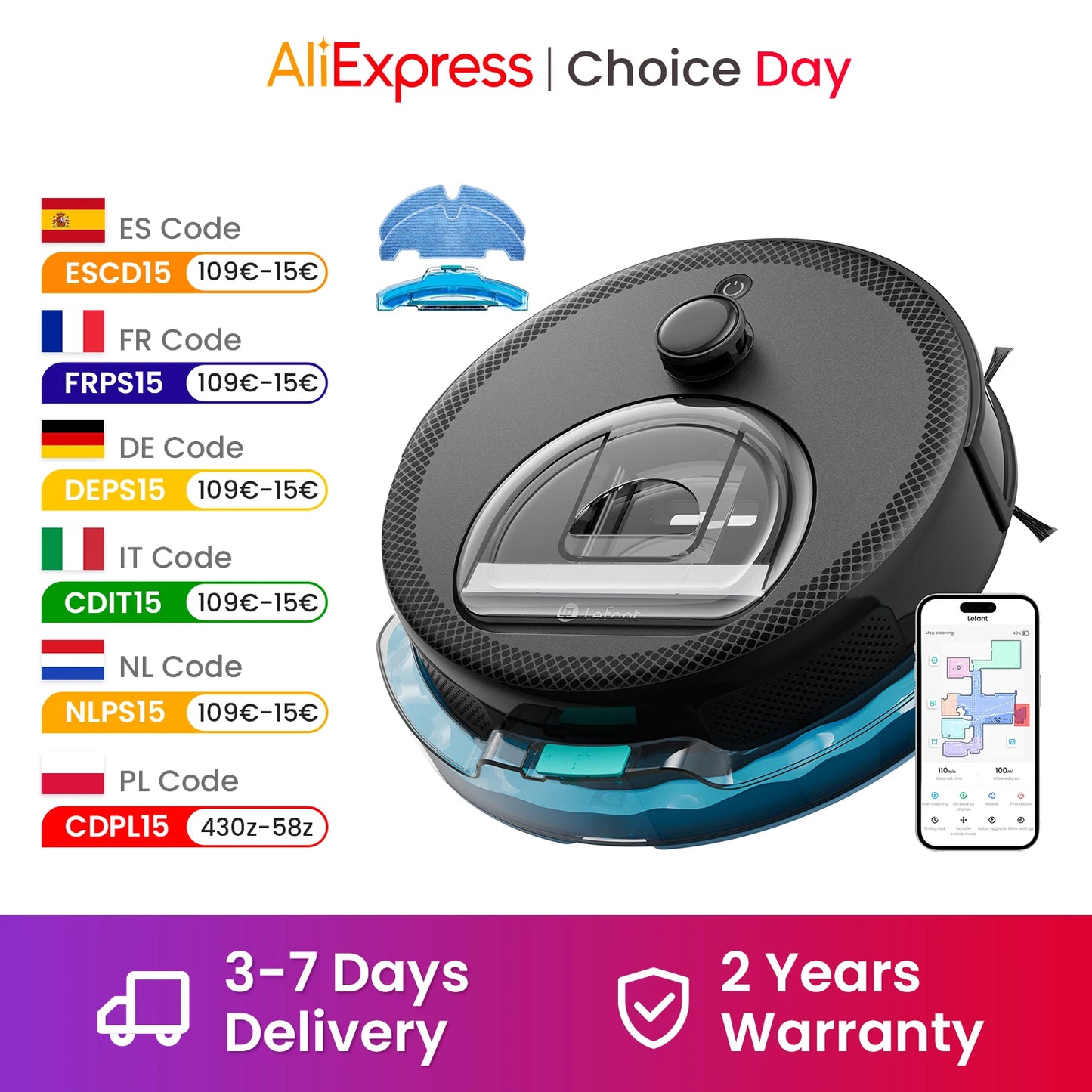 Lefant M330 Pro M330S Robot Vacuum and Mop combo, 5000Pa,dTOF LiDAR Navigation, Alexa/Google/WiFi,Ideal for Pet Hair