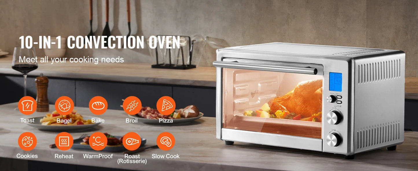 SucceBuy 10-IN-1 Convection Oven, 28L/29.6Qt Multifunctional Conventional Oven Countertop, 1800W 4-Tier Toaster