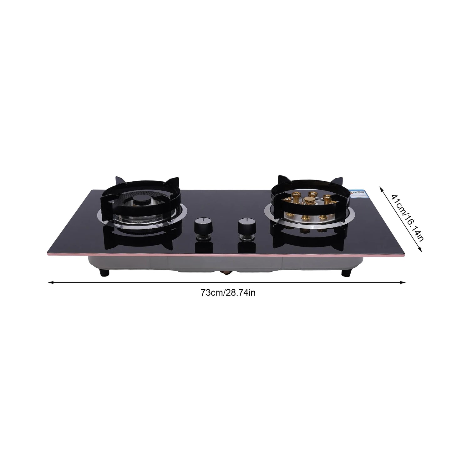 High-Efficiency Built-in Gas Stove with Dual Burners, 4.2KW & 5.2KW Power, Copper Flame Dividers, Tempered Glass Top