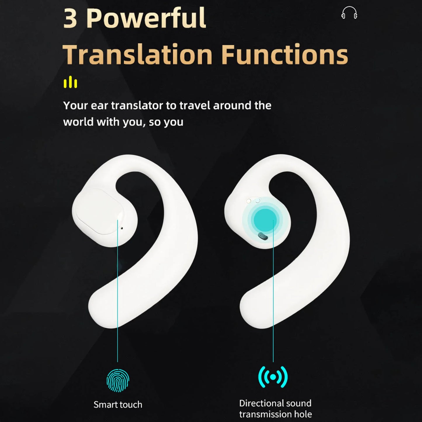 Language Translator Earbuds Multifunction Noise Reduction 144 Kinds Languages Real Time Translation Headphone Translator Earbuds