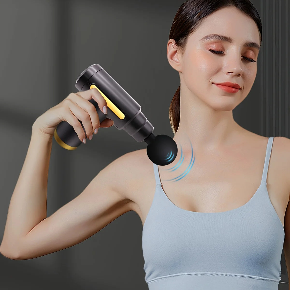Portable digital fascia gun, convenient electric massager, LED display screen with six adjustable levels,silent and long-lasting