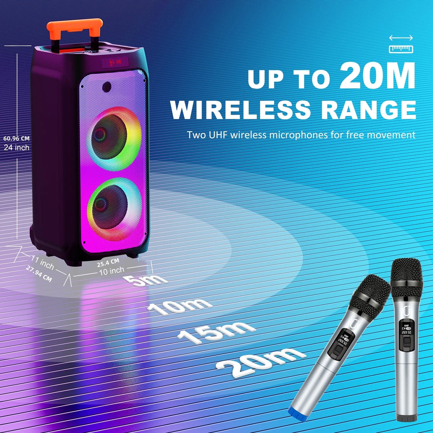 T8Karaoke Machine,Portable Bluetooth Speaker with 2 Wireless Karaoke Microphones, Karaoke Machine for Adults Kids for Home Party