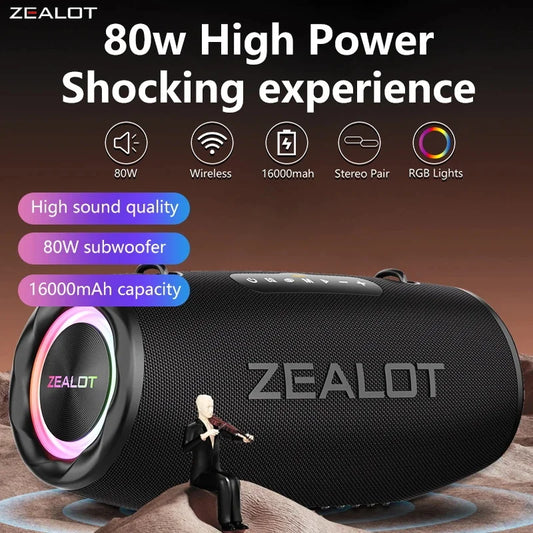 Outdoor Portable Wireless Bluetooth Speaker 80W High Volume Subwoofer Sound Performace IPX6 Waterproof camping.