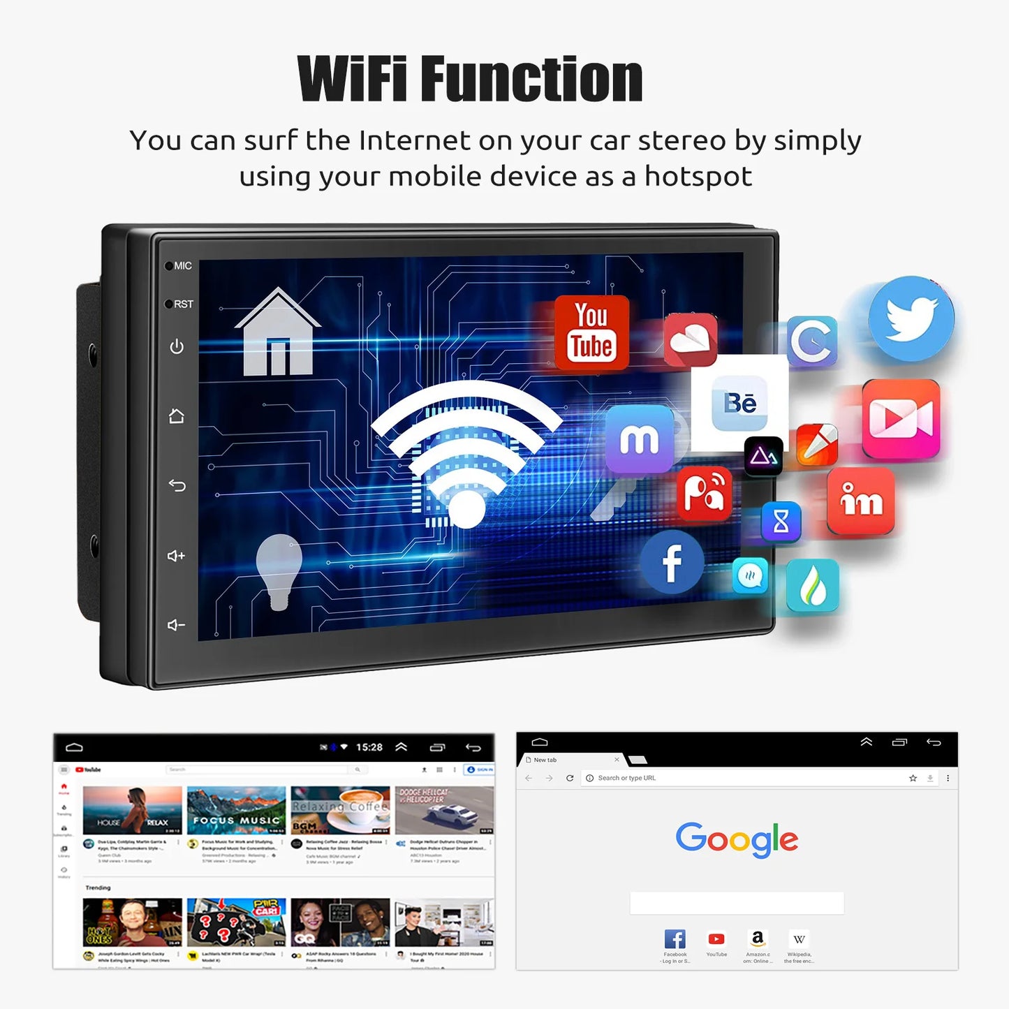 7"/9"/10“ 2 DIN Android 14 4+64G Car Stereo Carplay Android Auto GPS Navi Bluetooth FM RDS Radio WIFI Touchscreen ChatGPT