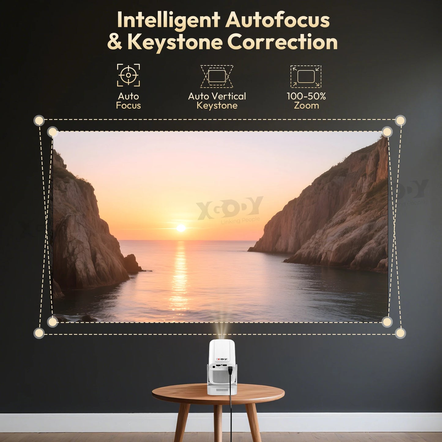 XGODY Gimbal 5 PROAndroid 11-Projektor 4K Native 1080P Autofokus 330ANSI Dual Wifi BT5.4  Air Mouse Voice Home Outdoor Movie