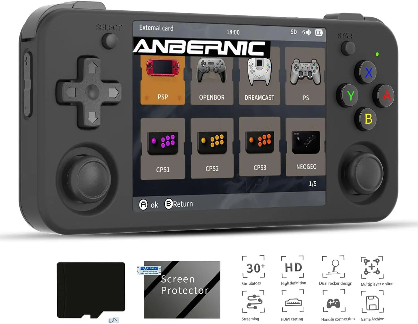 RG35XX H Hand-held Consoles For Playing Video Games 3.5-inch IPS 640*480 Screen Retro Game Player 3300 mAh Battery