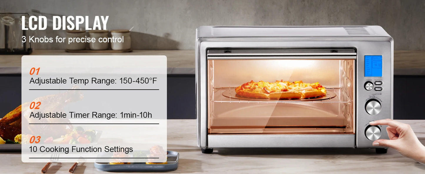 SucceBuy 10-IN-1 Convection Oven, 28L/29.6Qt Multifunctional Conventional Oven Countertop, 1800W 4-Tier Toaster