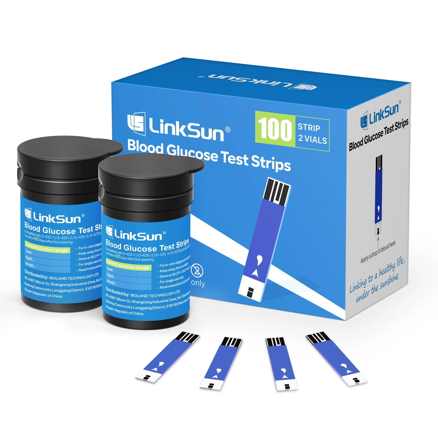 Linksun Blood Glucose Meter G-425-2 50/100 Test Strips Glucosemeter Digital Diabetes Testing Kit Blood Glucose Monitoring System