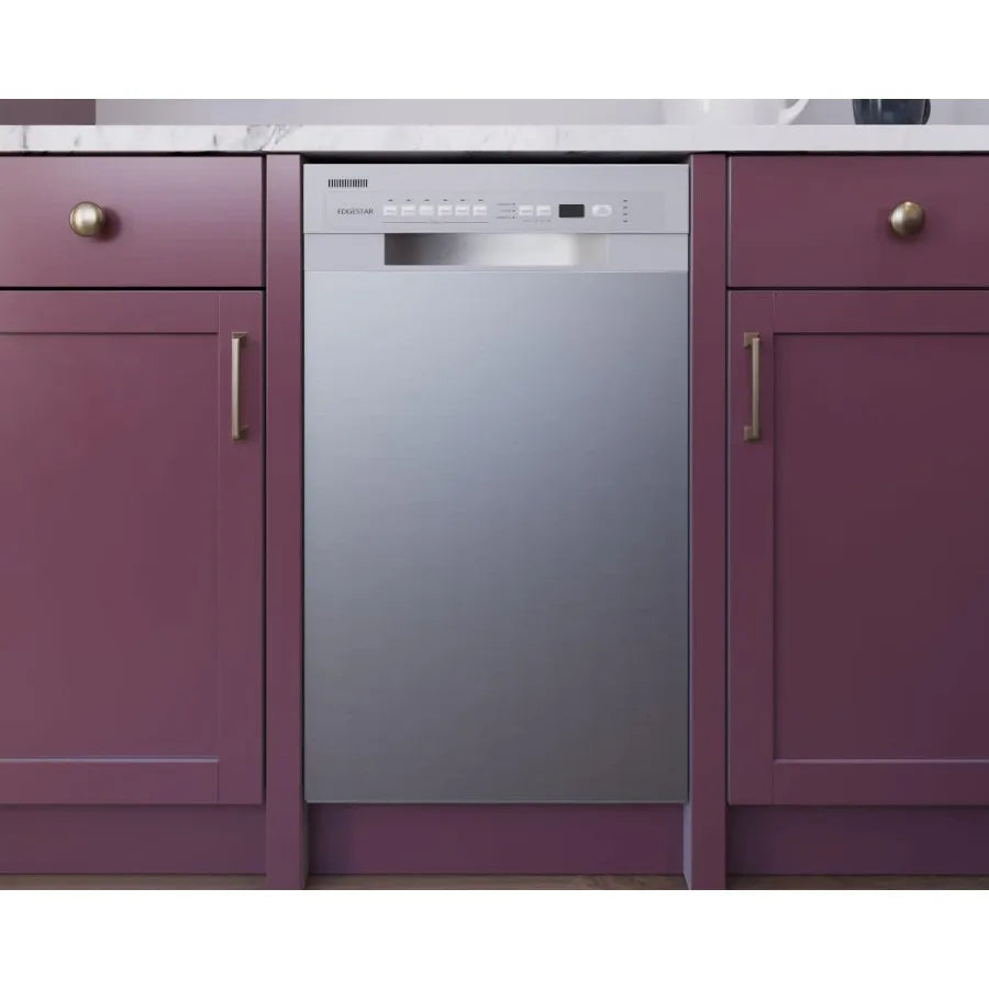 18 Inch Wide 8 Place Setting Built-In Dishwasher in White with Stainless Steel Finish and Energy Efficient Design