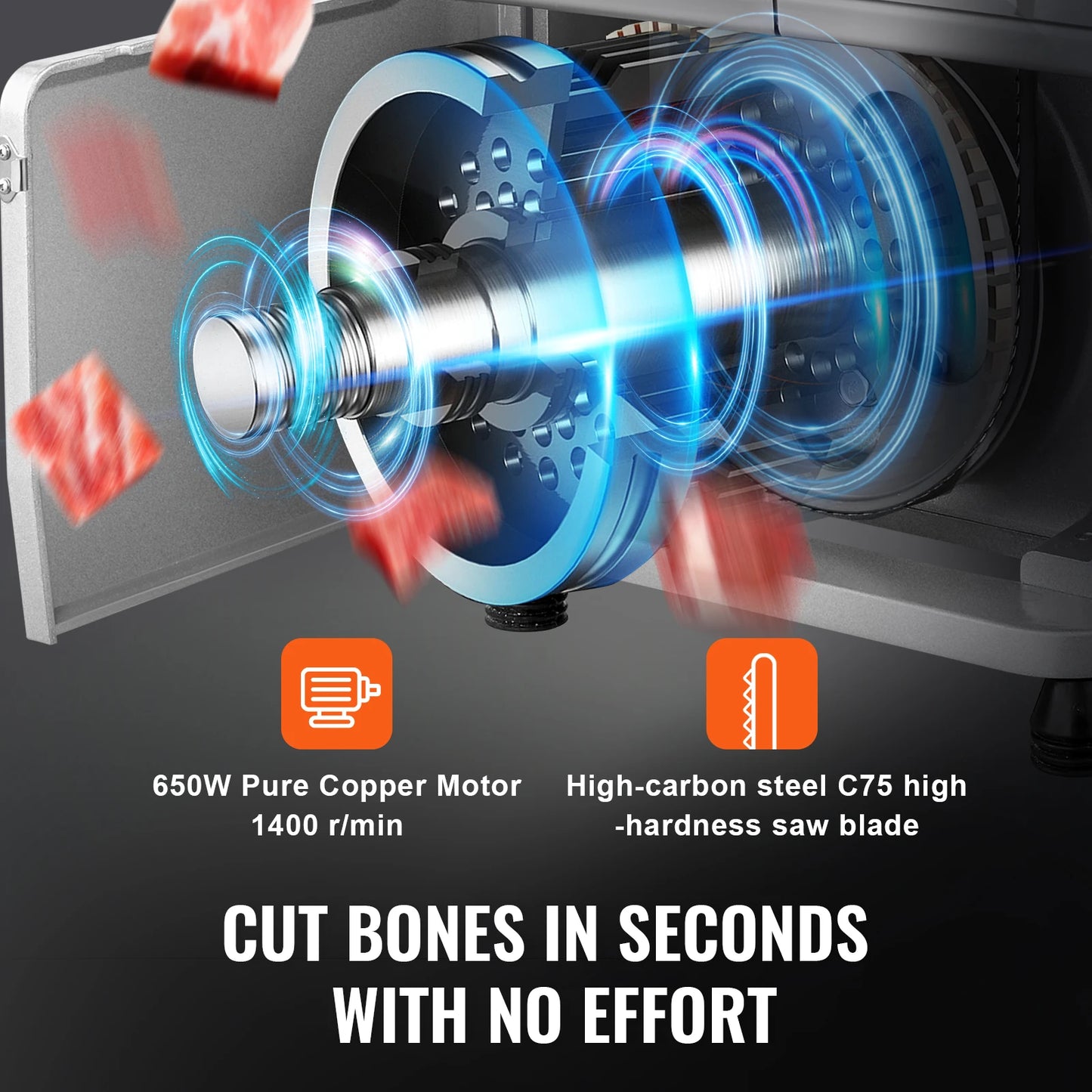 SucceBuy 650W 1100W 1800W Commercial Electric Meat Bandsaw Stainless Steel Countertop Bone Sawing Machine for Rib Pork Beef