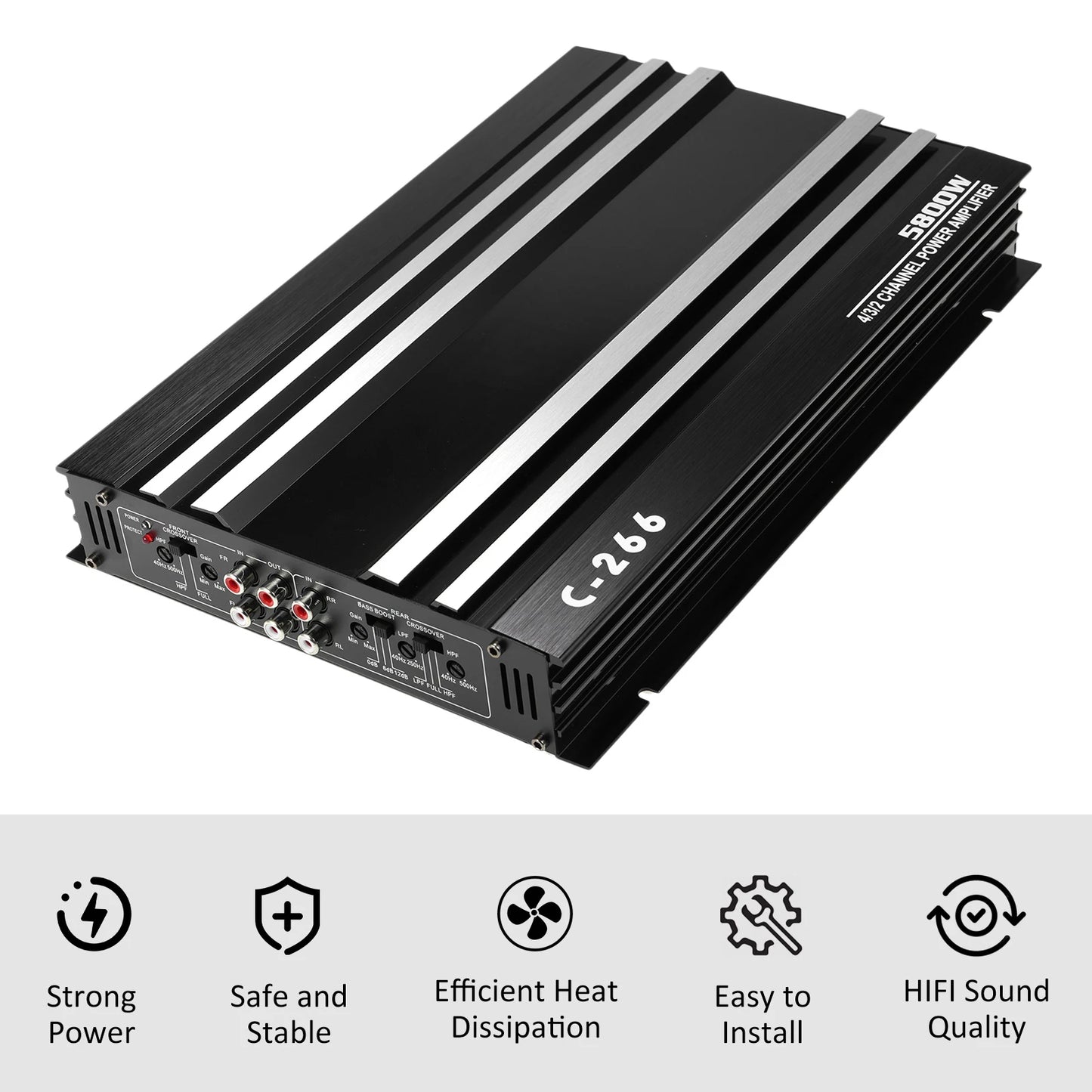 Car Power Amplifier 12V 4 Channel High Power Audio Speaker Amplifier Black Car Power Amplifier