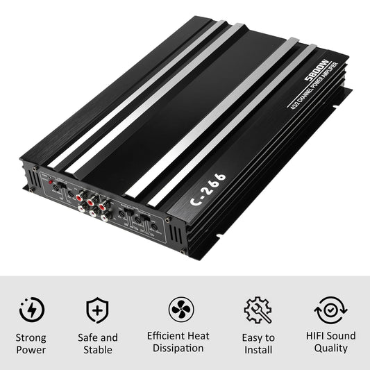 Car Power Amplifier 12V 4 Channel High Power Audio Speaker Amplifier Black Car Power Amplifier