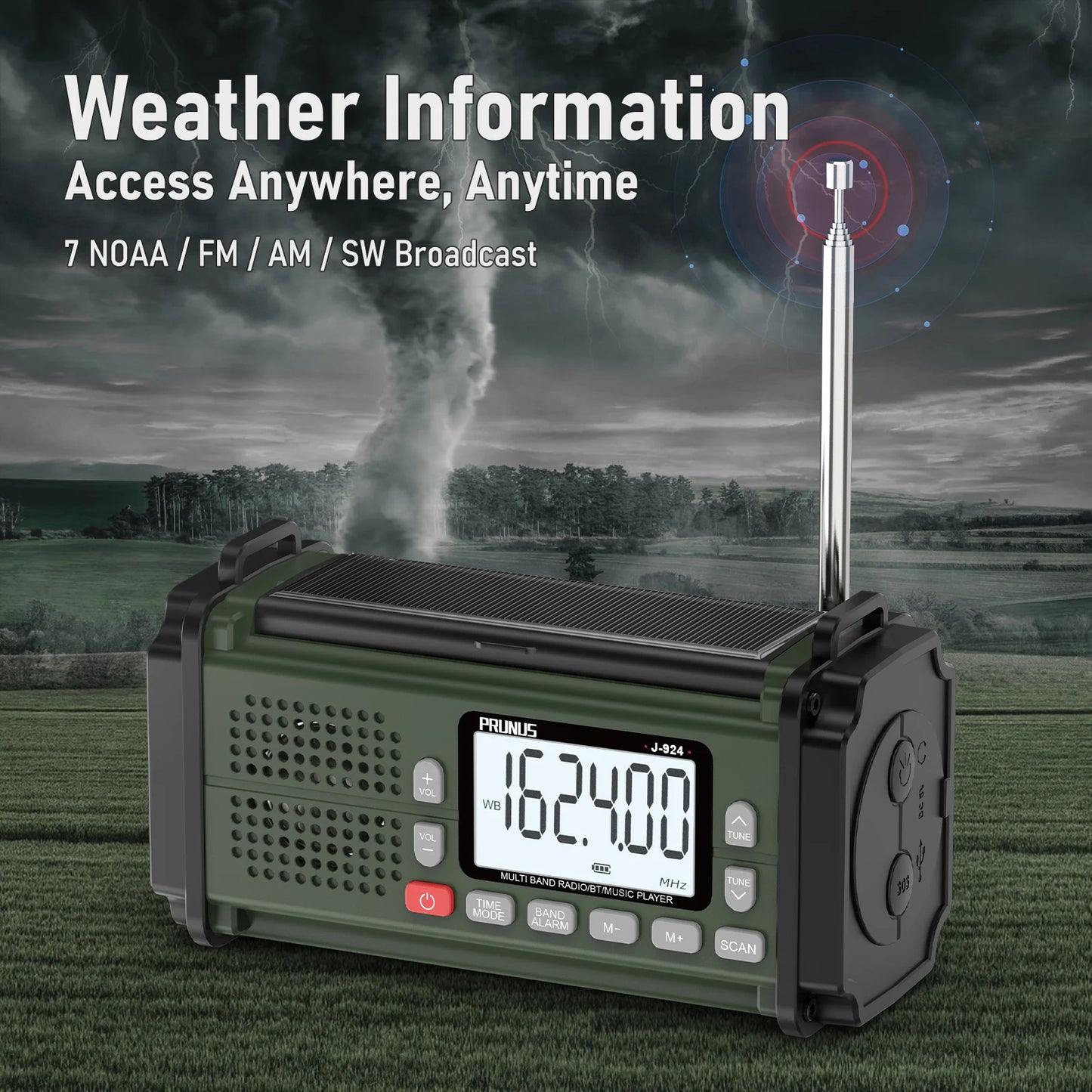 10000mAh Hand Crank Radio, AAA Batteries Powered Emergency Radio Solar, NOAA Weather Radio AM/FM/SW Power Bank Light