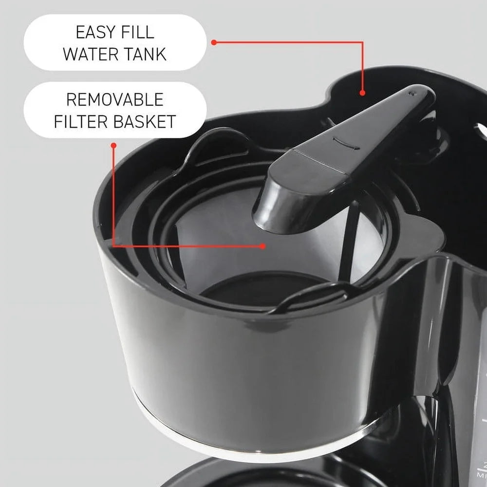 5-Cup Coffeemaker Compact Kitchen Appliance Easy Brew Pause and Serve Built-in Filter Coffee Maker Home Office Dorm RV