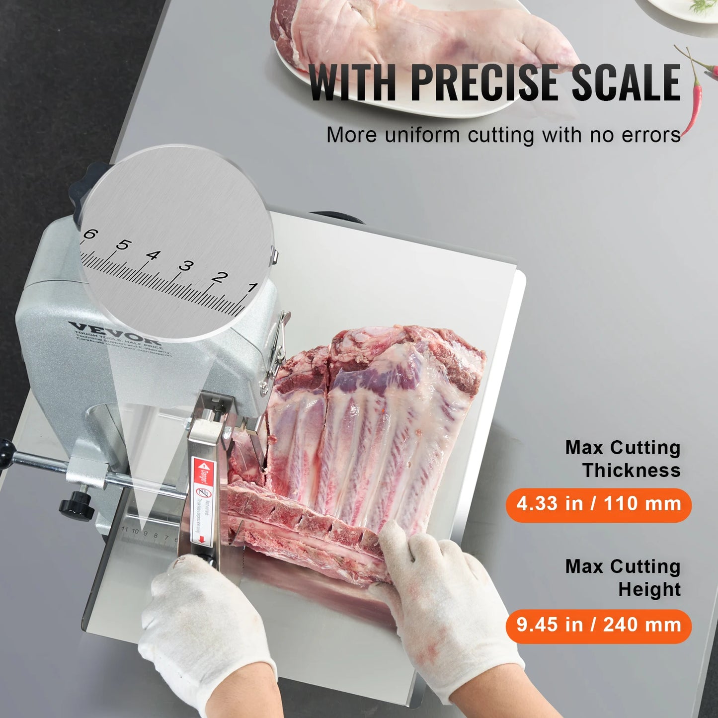SucceBuy 650W 1100W 1800W Commercial Electric Meat Bandsaw Stainless Steel Countertop Bone Sawing Machine for Rib Pork Beef