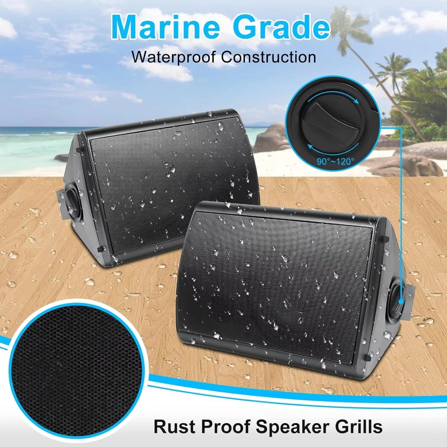 6.5" 400W 2PCS Indoor Outdoor Bluetooth Speakers Wall Mount Speakers Waterproof Weather Resistant For Patio Garage Home