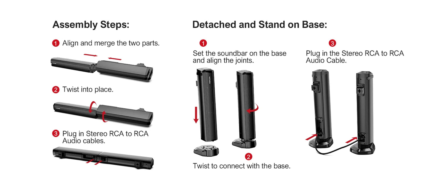 ULTIMEA 200w 4.1ch TV Sound bar Heimkino Soundsystem Bluetooth-Lautsprecher Soundbar Subwoofer support optische Aux HDMI Speaker