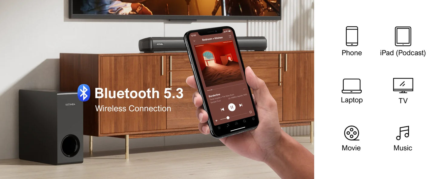 ULTIMEA 200w 4.1ch TV Sound bar Heimkino Soundsystem Bluetooth-Lautsprecher Soundbar Subwoofer support optische Aux HDMI Speaker