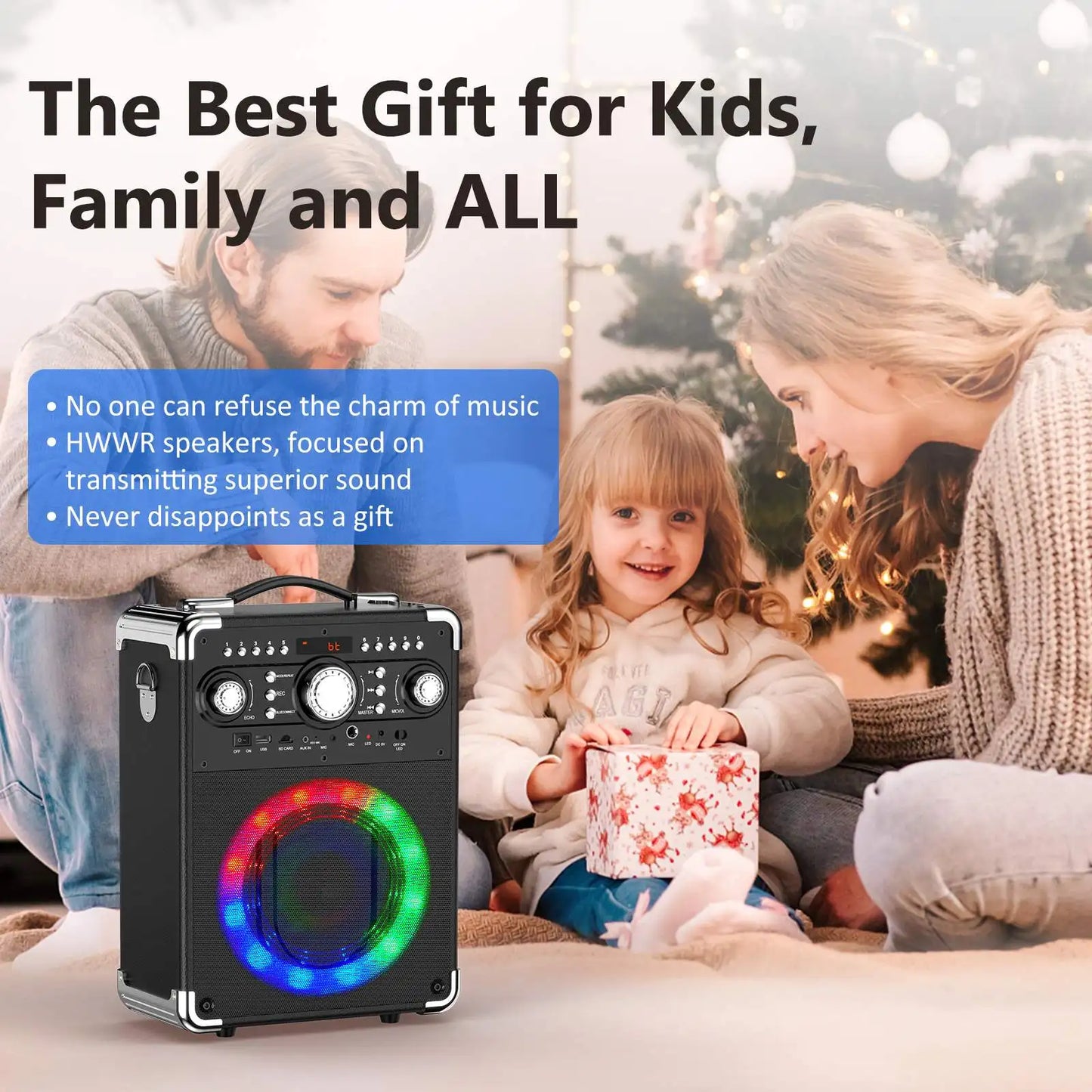 3 Microphones, Portable Bluetooth 5.3 Kara Ok Speaker, Suitable for Outdoor Activities, Parties and Parties