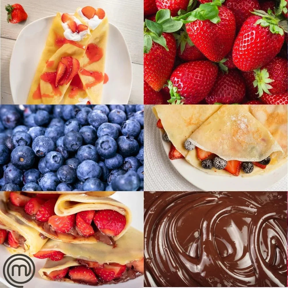 Cordless Electric Crepe Maker Non-stick Dipping Plate Batter Spreader Recipe Guide Compact Kitchen Appliance Crepes and Pancakes