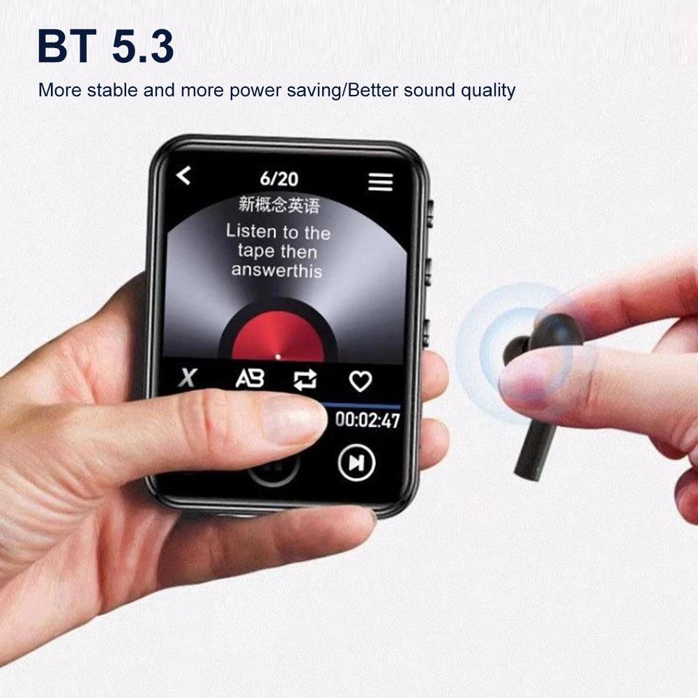 MP3 MP4 Player Lossless Music Player Full Touch Screen Bluetooth-Compatible Portable MP3 Player with Speaker FM/E-book/Recorder