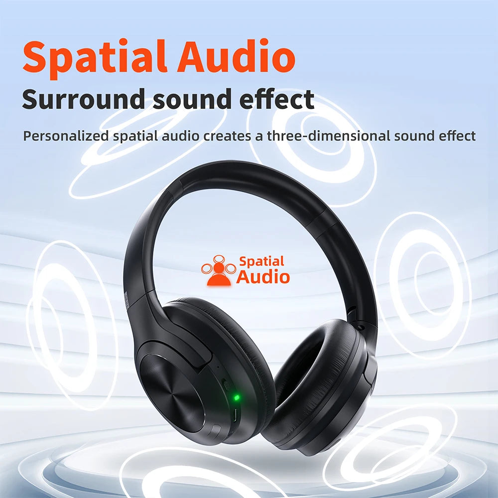 Wireless bluetooth headset QERE E80 Earphone 5.3 ANC Noise Cancellation Hi-Res Audio Over the Ear headphones 70H 40mm Driver2.4G