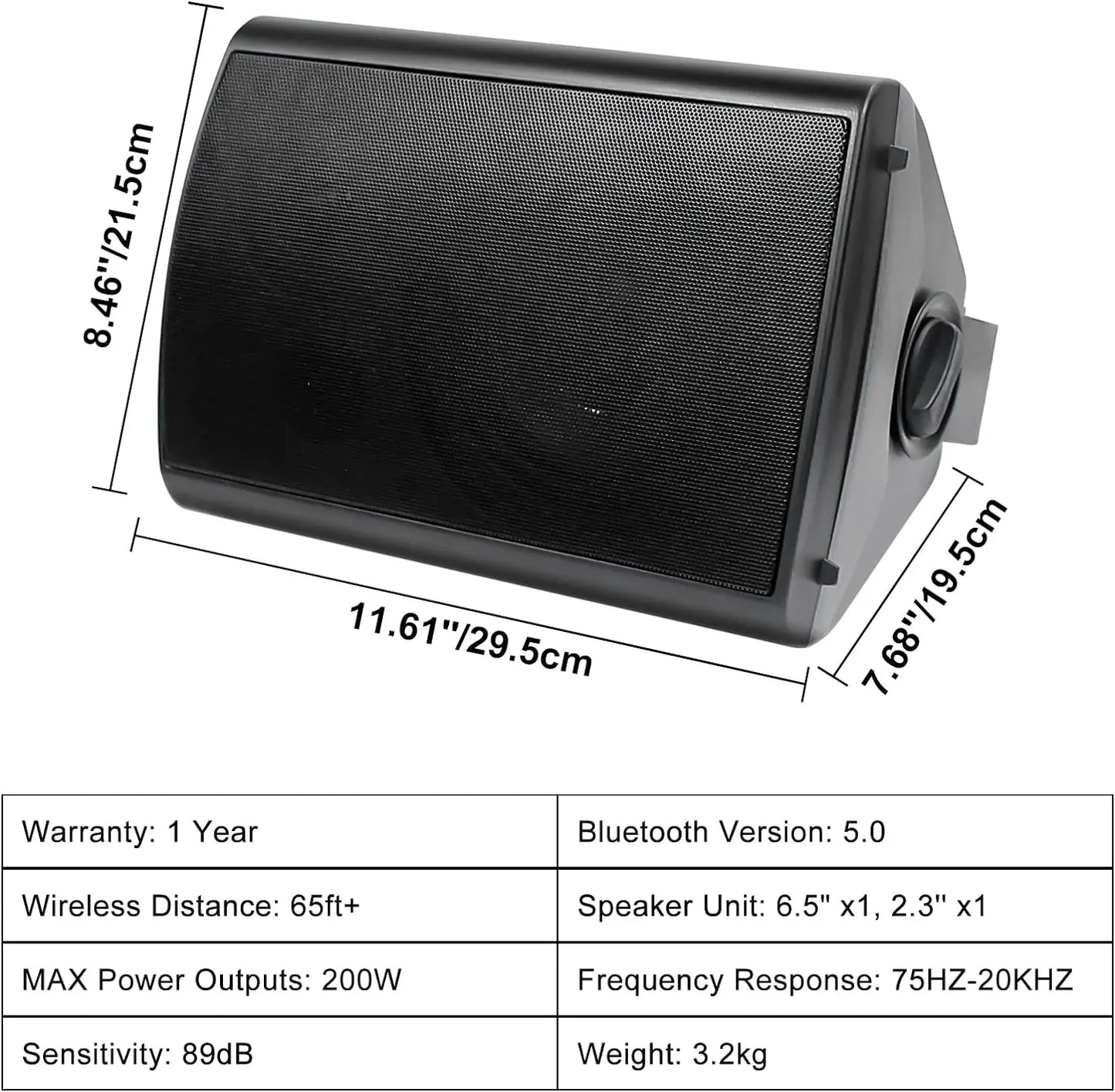 Herdio 4PCS 6.5‘’ 800W Outdoor Bluetooth Speakers Waterproof Wall Mounted Sound System With Multifunctional Amplifier For Patio