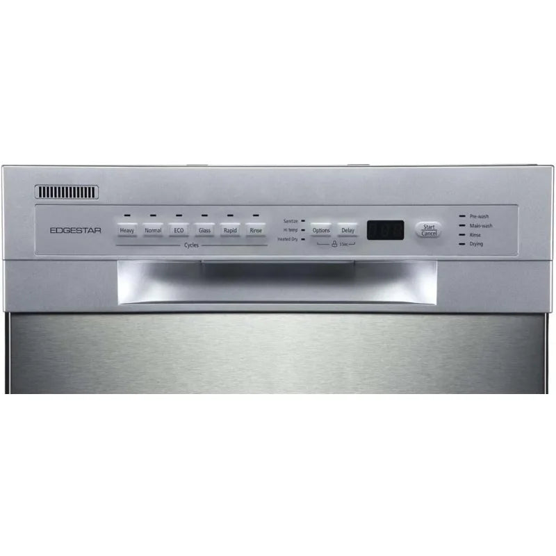 EdgeStar BIDW1802 18 Inch Wide 8 Place Setting Energy Star Certified Built-In Front Control Dishwasher - White