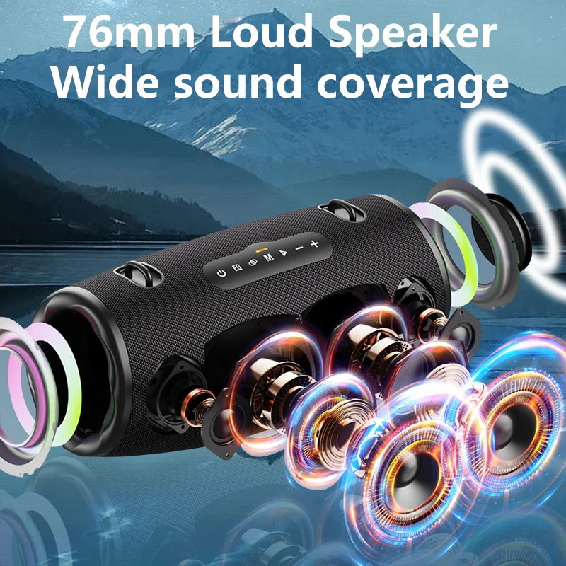 Outdoor Portable Wireless Bluetooth Speaker 80W High Volume Subwoofer Sound Performace IPX6 Waterproof camping.