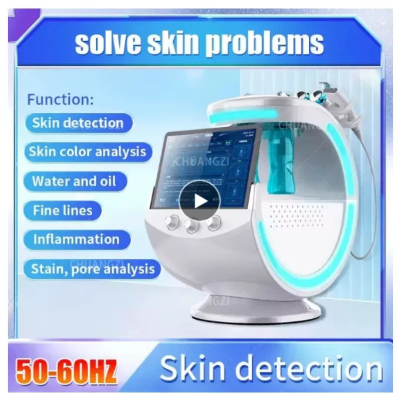 Ice Blue Terrazzo Machine Professional 7-in-1 Hydra Grinding Machine Skin Analysis Multi functional 7-in-1 Facial Care Beauty