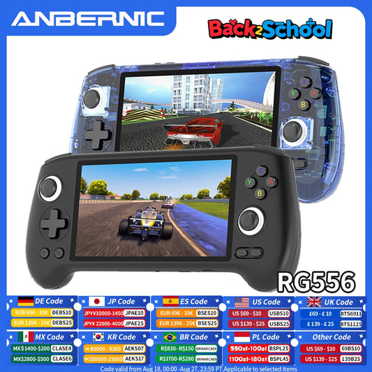ANBERNIC RG556 Retro Handheld Game Console Android 13 System 5.48 inch AMOLED Screen T820 Video Player Built-in Hall Trigger Fan