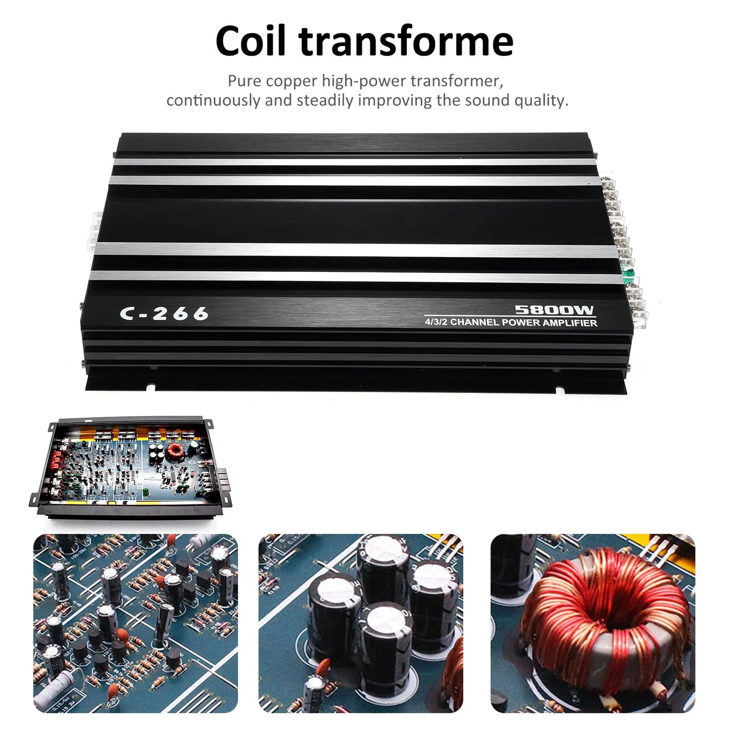 Car Power Amplifier 12V 4 Channel High Power Audio Speaker Amplifier Black Car Power Amplifier