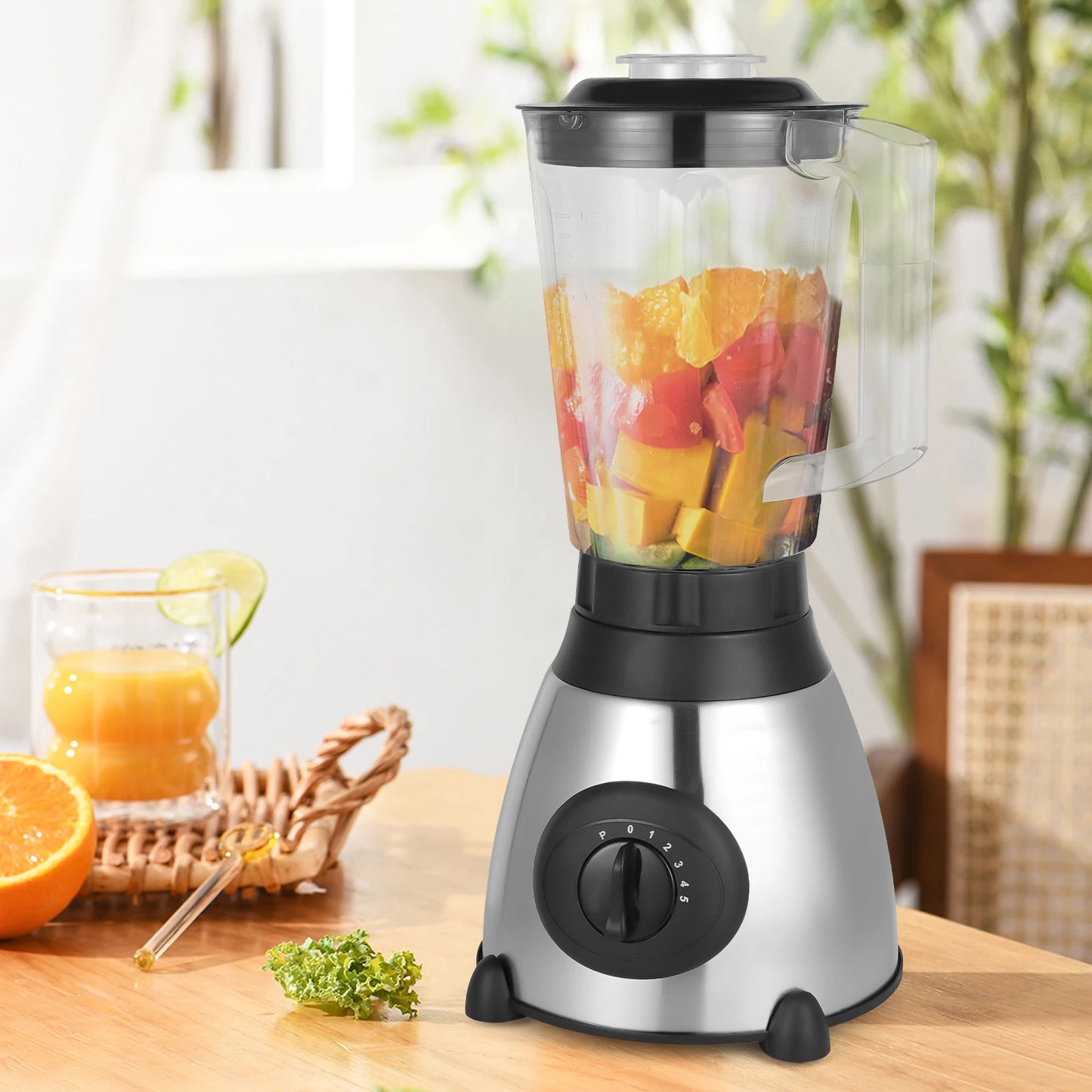 800W Multifunctional Food Processing Blender, 54.11 Oz Large Capacity with Large Spout for Families, Restaurants, Milk Tea Shop