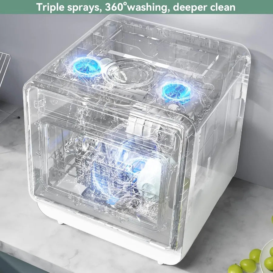 Portable Countertop Dishwasher with Color Screen 5 Place Settings 8 Washing Programs 3 Spray Arms 5L Built-in Water Tank Compac