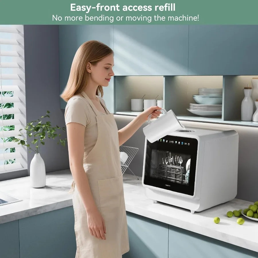 Portable Countertop Dishwasher with Color Screen 5 Place Settings 8 Washing Programs 3 Spray Arms 5L Built-in Water Tank Compac
