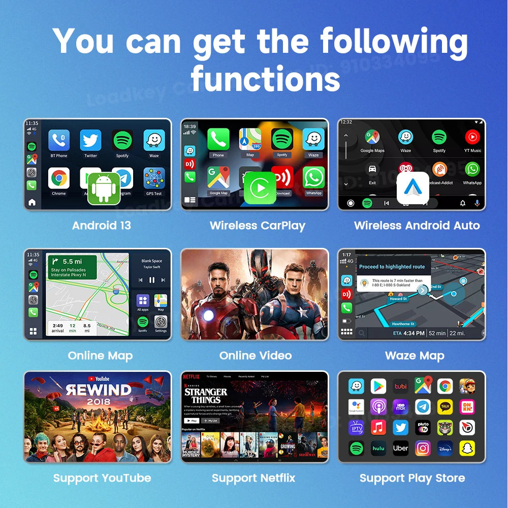 Carlinkit Android 13 Tv Box Carplay Android Auto 8 Core Wired To Wireless Adapter For Netflix Spotify Youtube Car Accessories