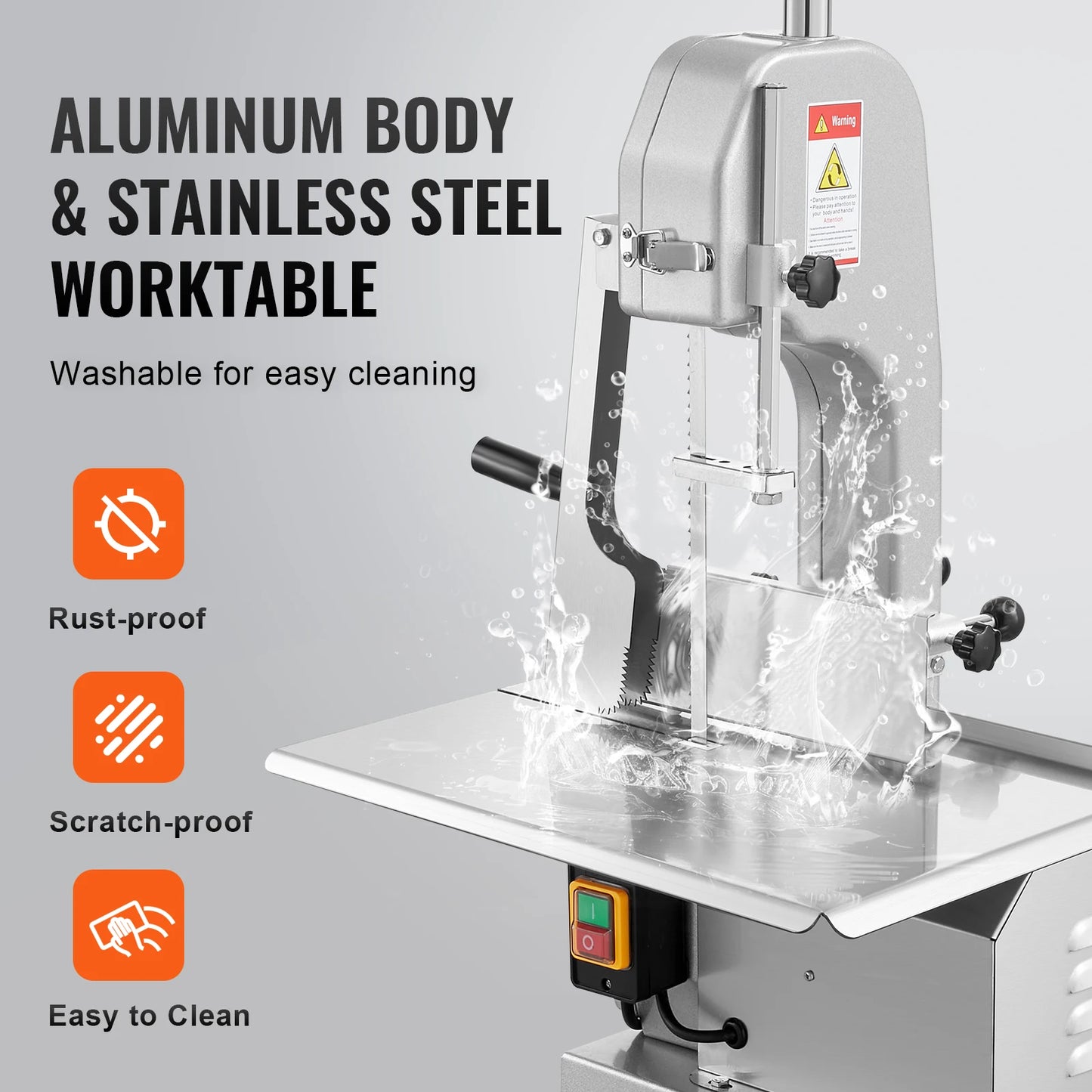 SucceBuy 650W 1100W 1800W Commercial Electric Meat Bandsaw Stainless Steel Countertop Bone Sawing Machine for Rib Pork Beef