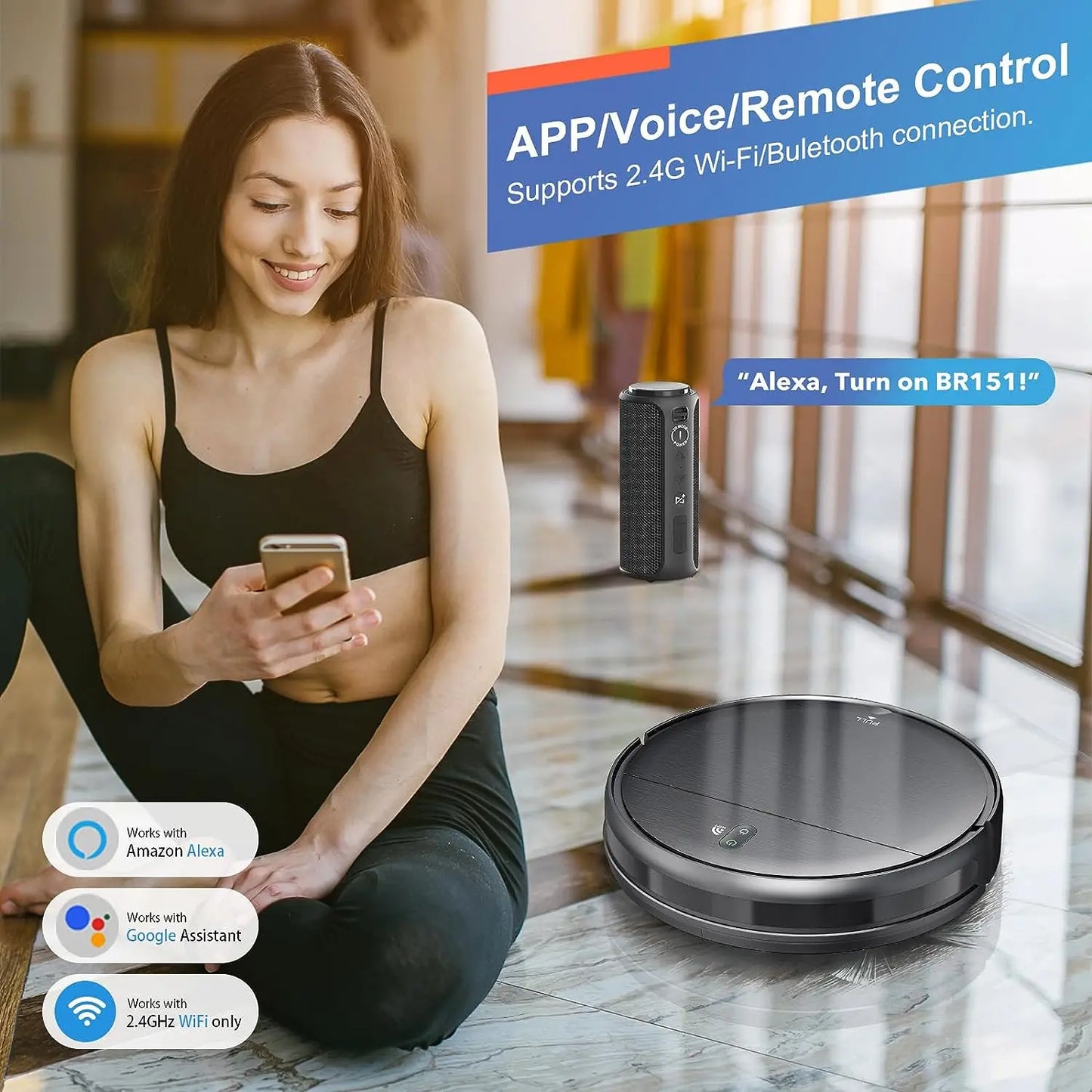 OMESER Robot Vacuum Cleaner 15kPa Power Auto Charging App Control Water Tank Wet Mopping Robot Vacuum Cleaner Electric Sweeper